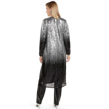 ladies long sleeve midi dress Mac Duggal - Blue Long Sleeve V-Neck Micro Ruffle Midi Dress