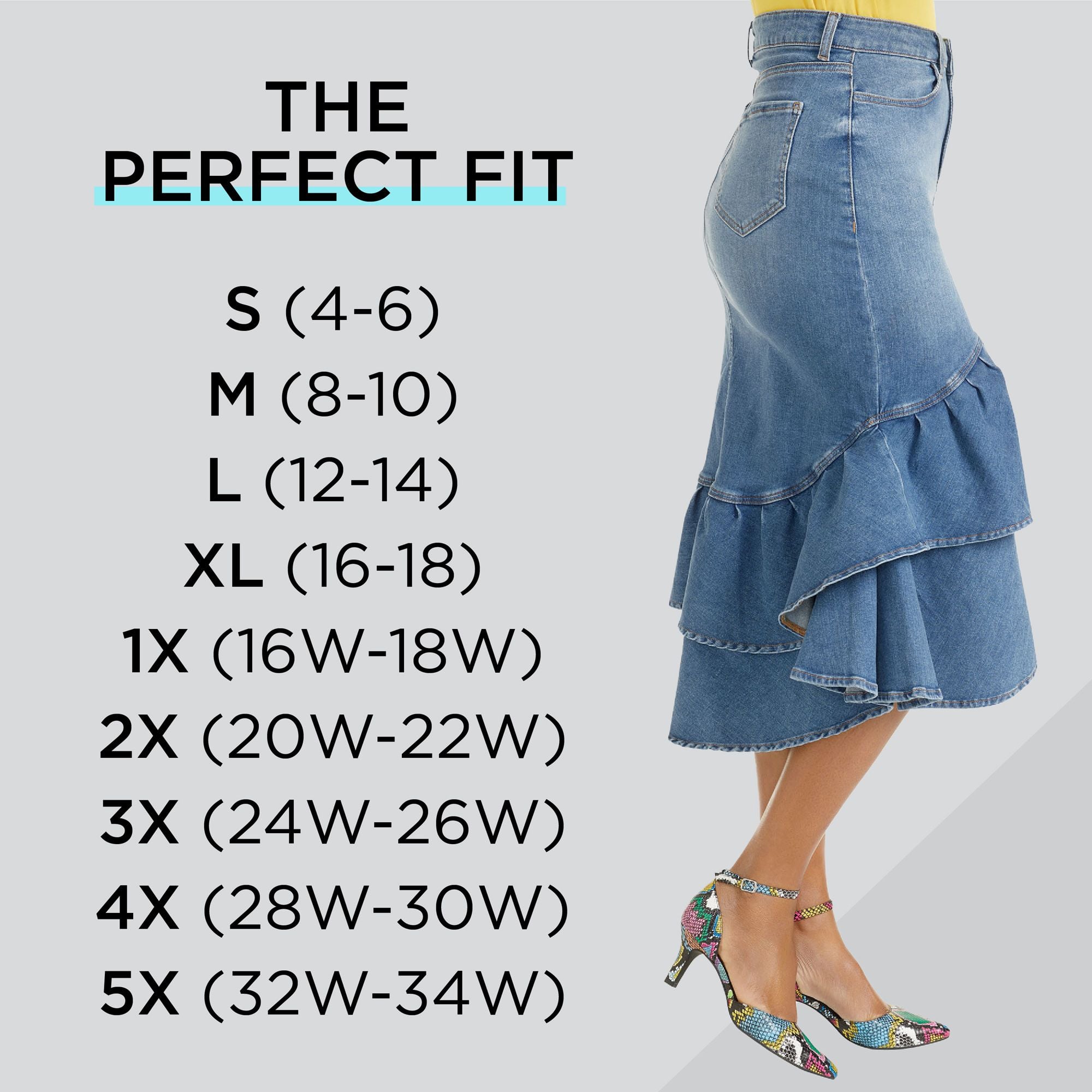 Masseys® Ruffle Denim Skirt | Free shipping available at ShoeMall.com