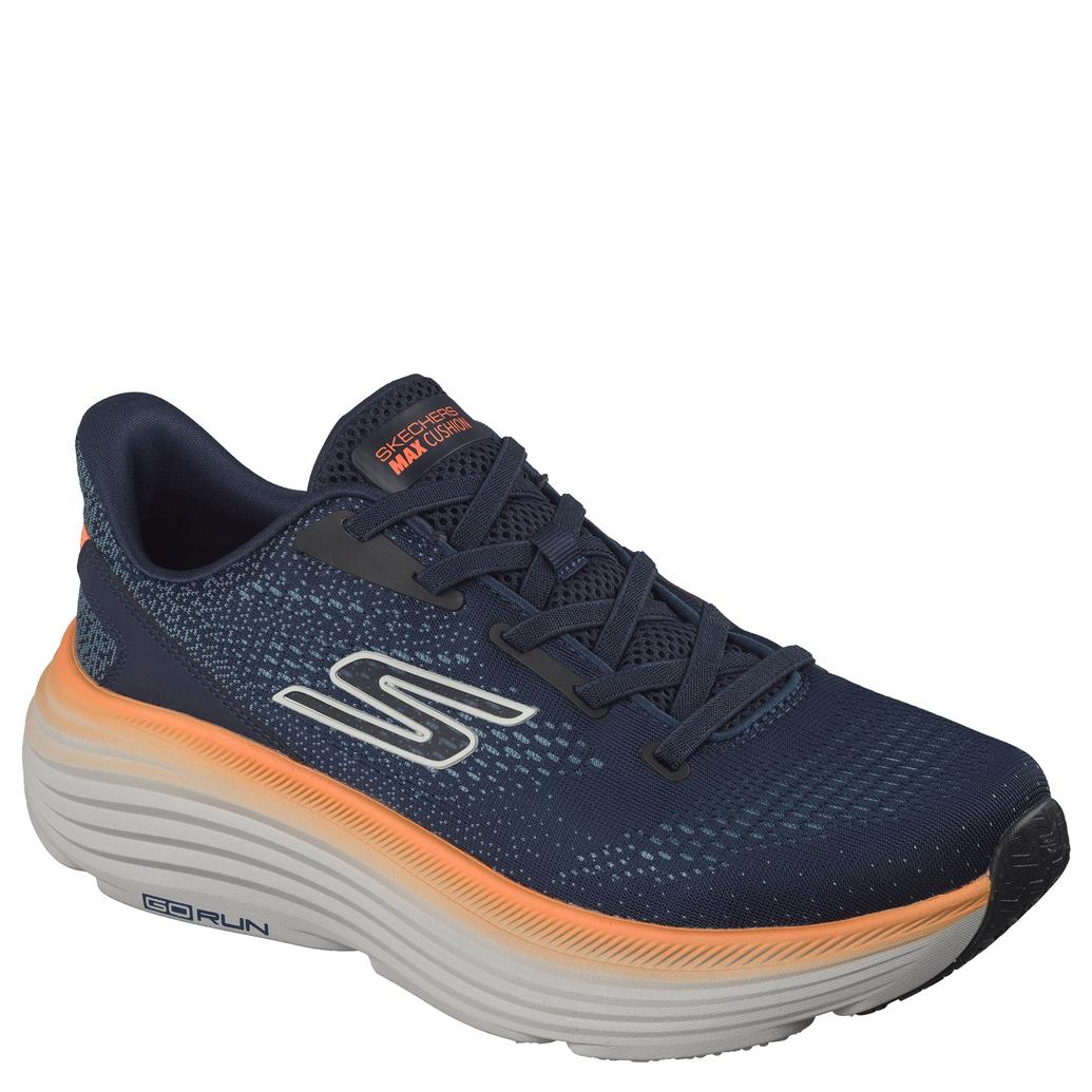 Skechers Men’s Black & Light Blue Max Cushion Walking Shoe with Orange Accents Skechers Men Shoes Sport Running Max Cushioning Comfort  main image 4